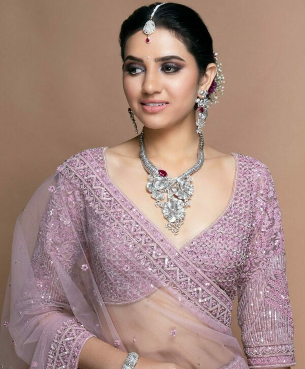 Purple See Through Saree & Blouse